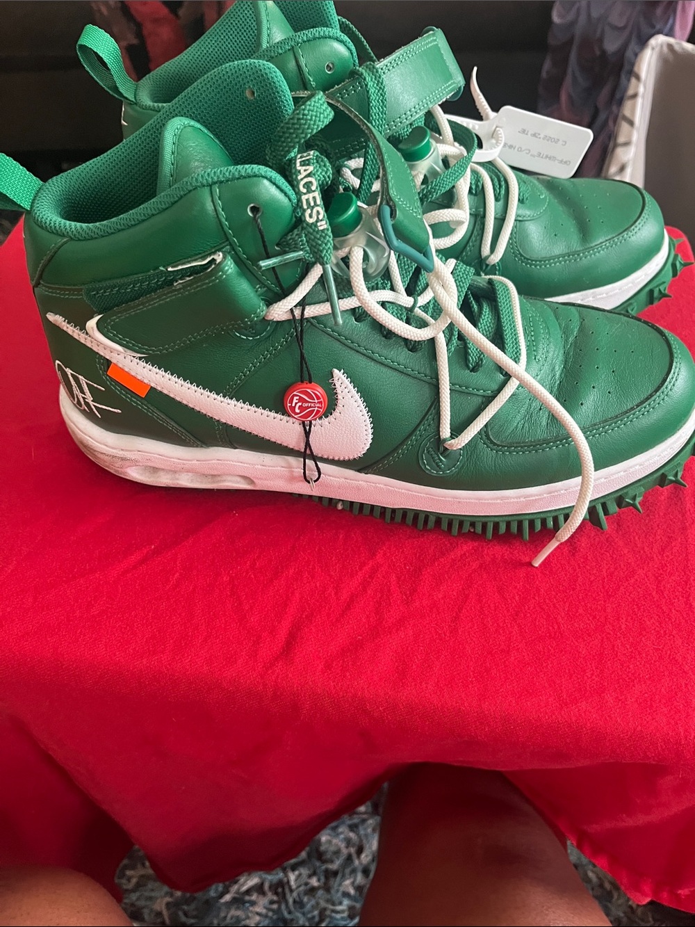 Adult Green High-Top Athletic Nike Air Force-1 Sneakers